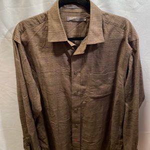 Cremieux Daniel Signature Men's Long Sleeve‎ Dress Shirt Large Brown pattern
